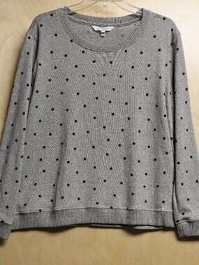 Emily Daniels Grey & Black Polka Dot Sweater Women's Sz XL
